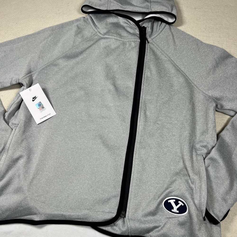 Nike BYU Cougars Therma Fit All Day Hoodie‎ Womens L Gray Full Zip Team Issued